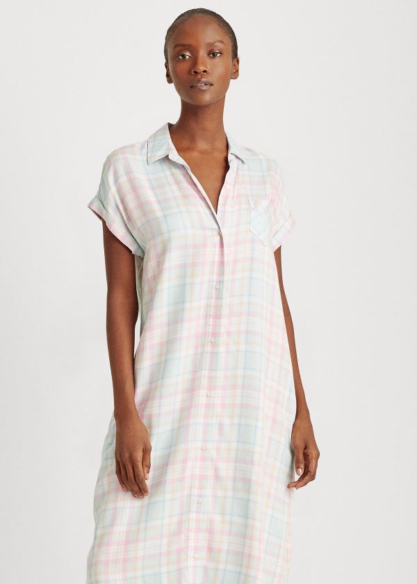 Camisa De Dormir Ralph Lauren Mujer Multicolor - Plaid - MRXZP8310